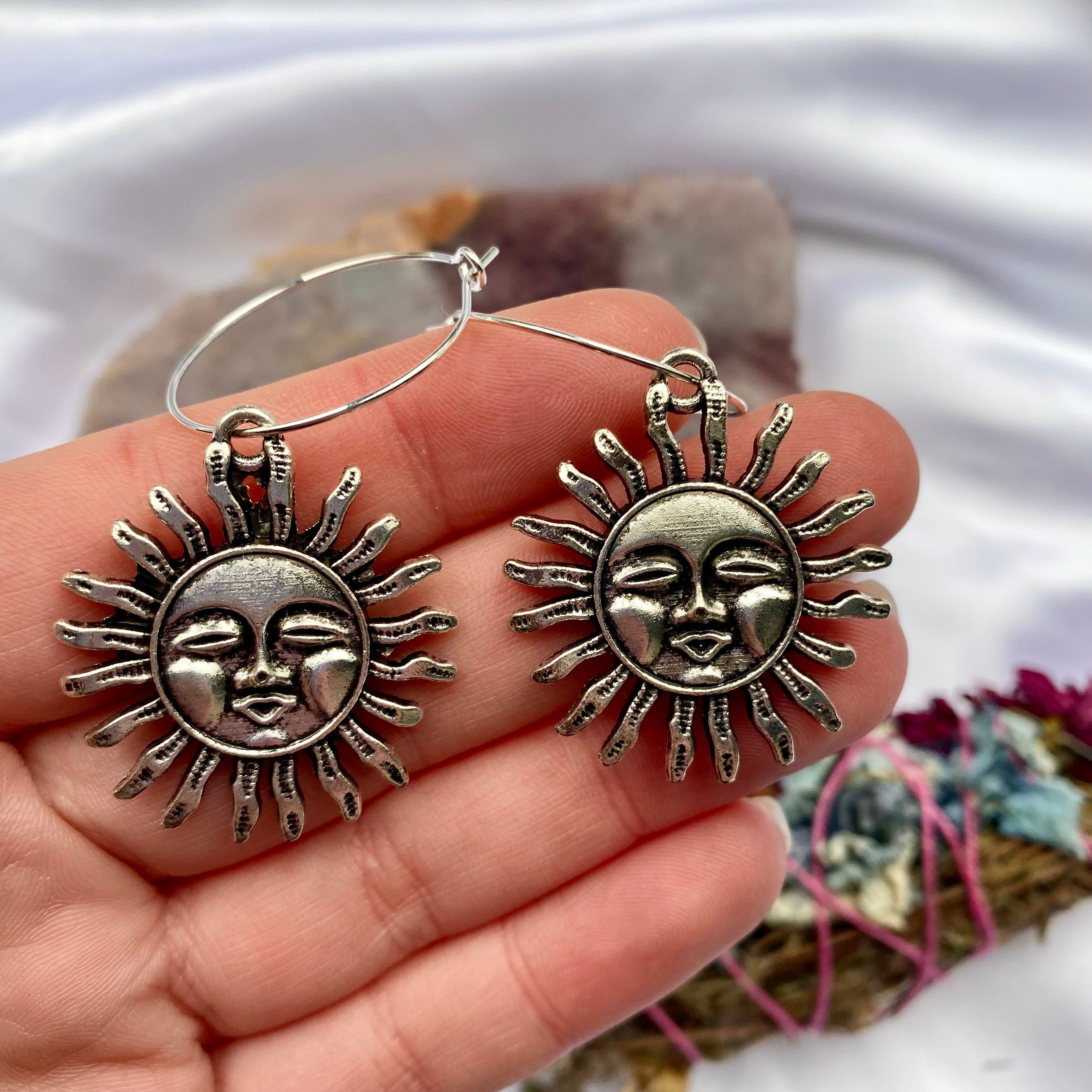 Sun clearance hoop earrings